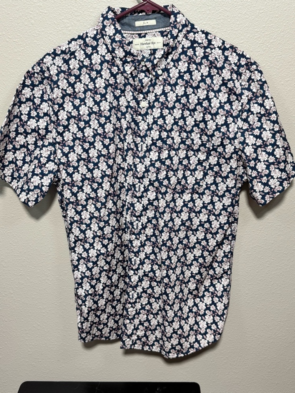 Hawker Rye Navy Floral Short-Sleeve Button-Down Shirt